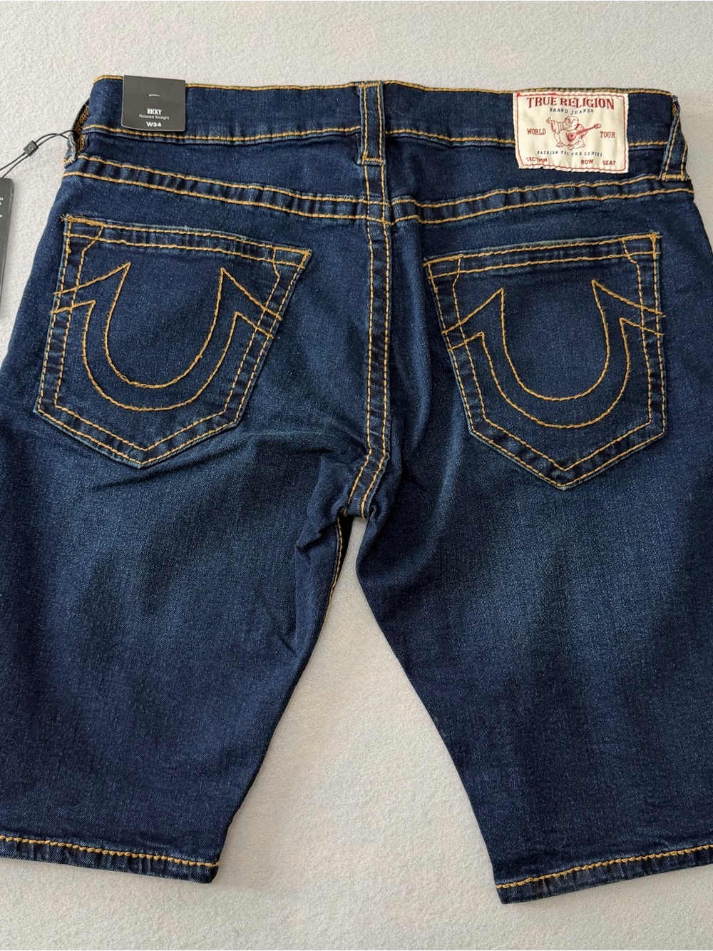 206/1751 True Religion Ricky Relaxed Straight Denim Shorts W34 NWT